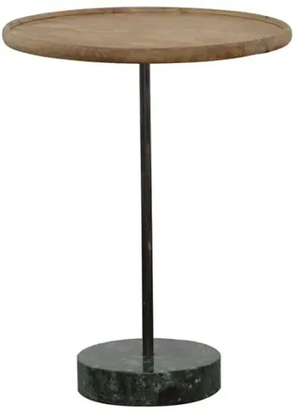 Ginevra Round Marble Base Accent Table Natural and Green