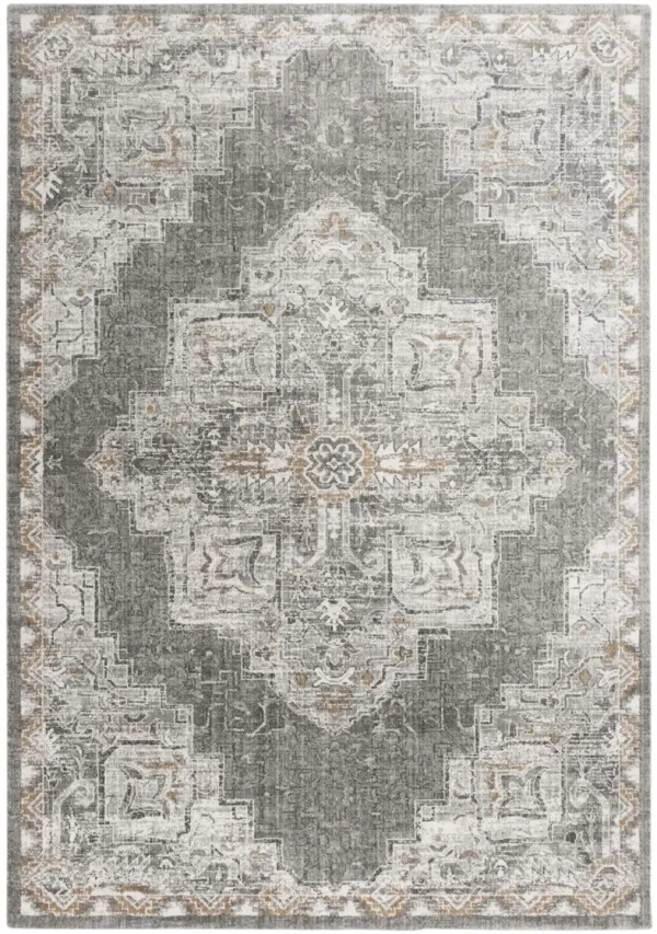 Anatolia Lt.Gray Medallion Recycled Polyester 5'2" x 7'9" Rectangle Rug