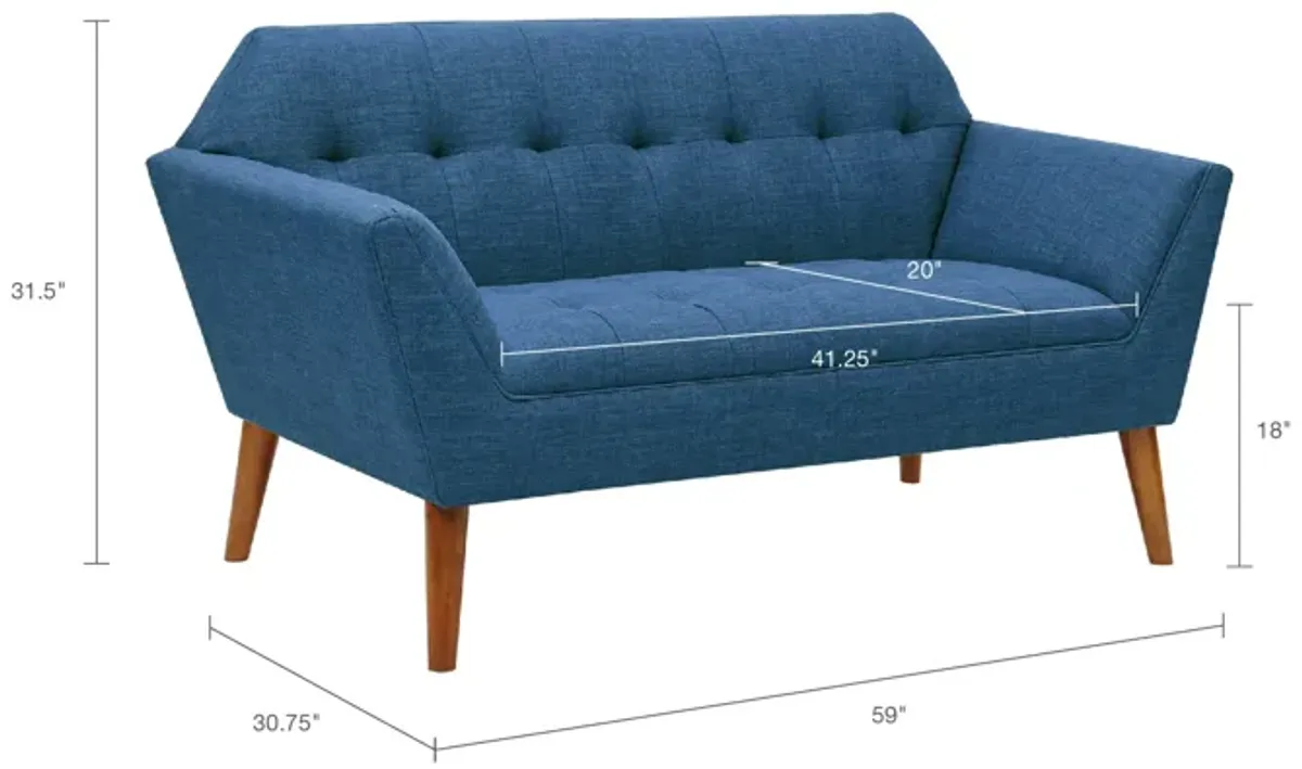 INK+IVY Newport Blue Loveseat