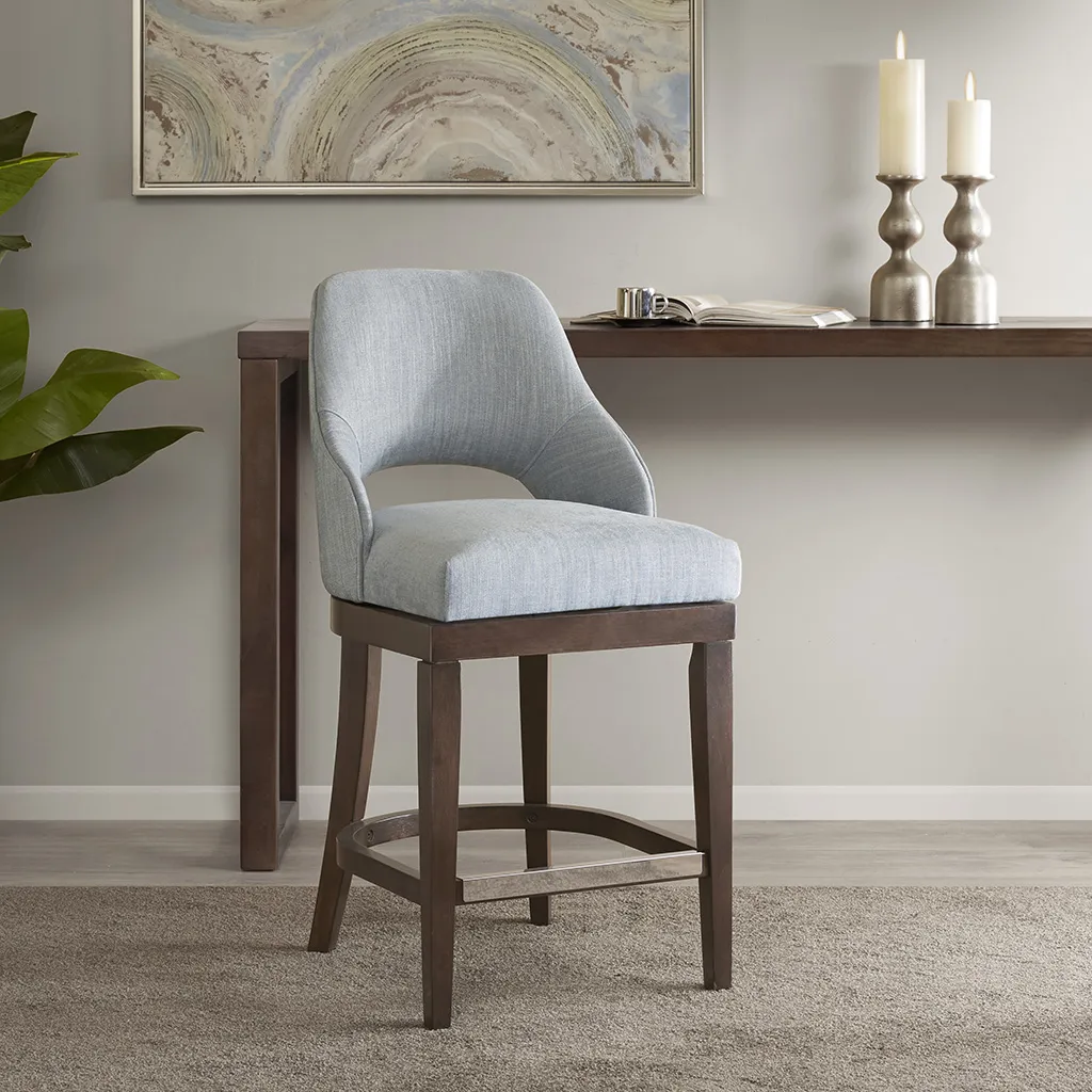 Madison Park Jillian Blue Counter  Stool with Swivel Seat