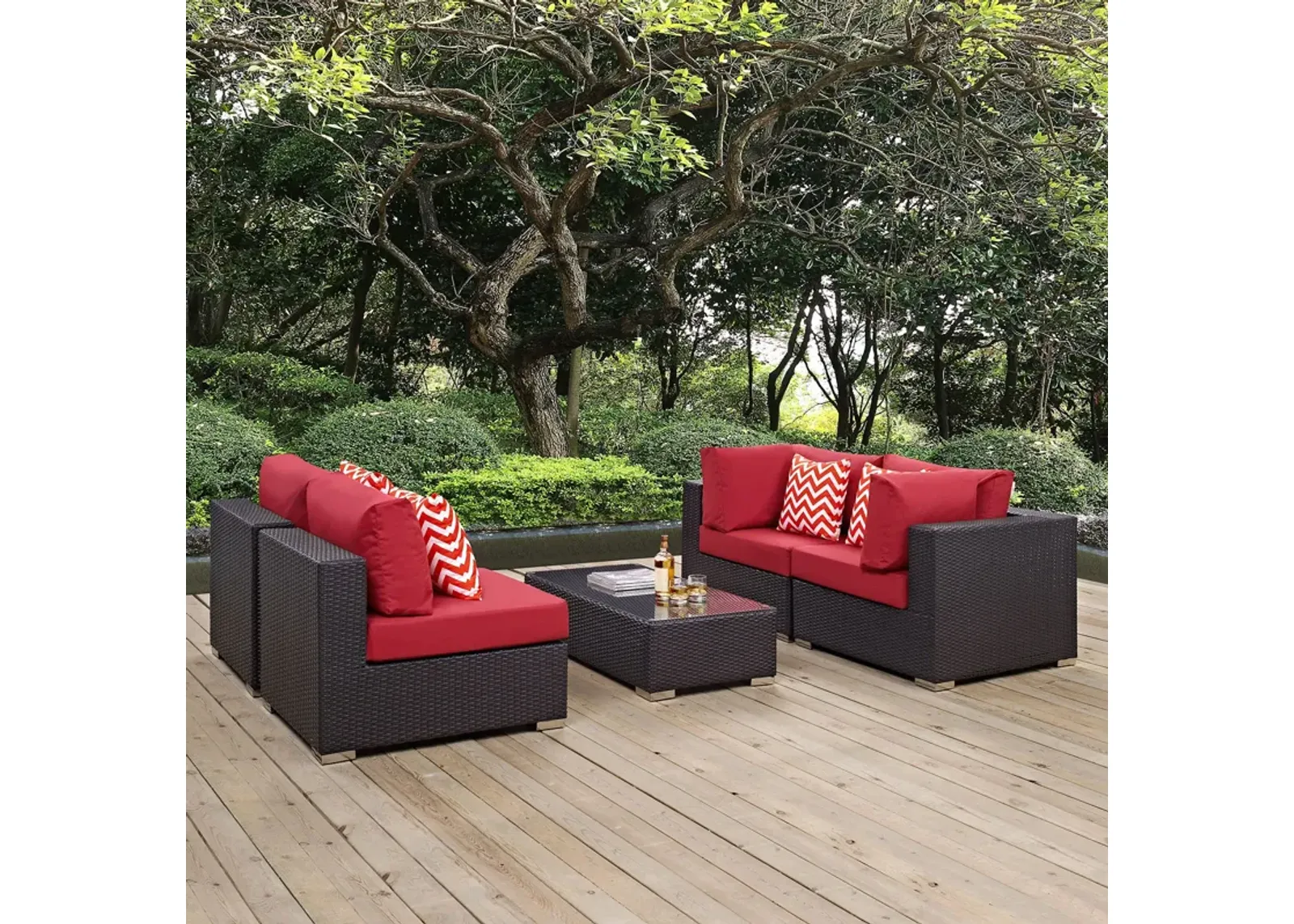 Convene 5 Piece Outdoor Patio Sectional Set