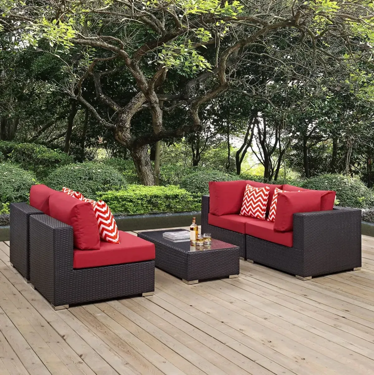 Convene 5 Piece Outdoor Patio Sectional Set