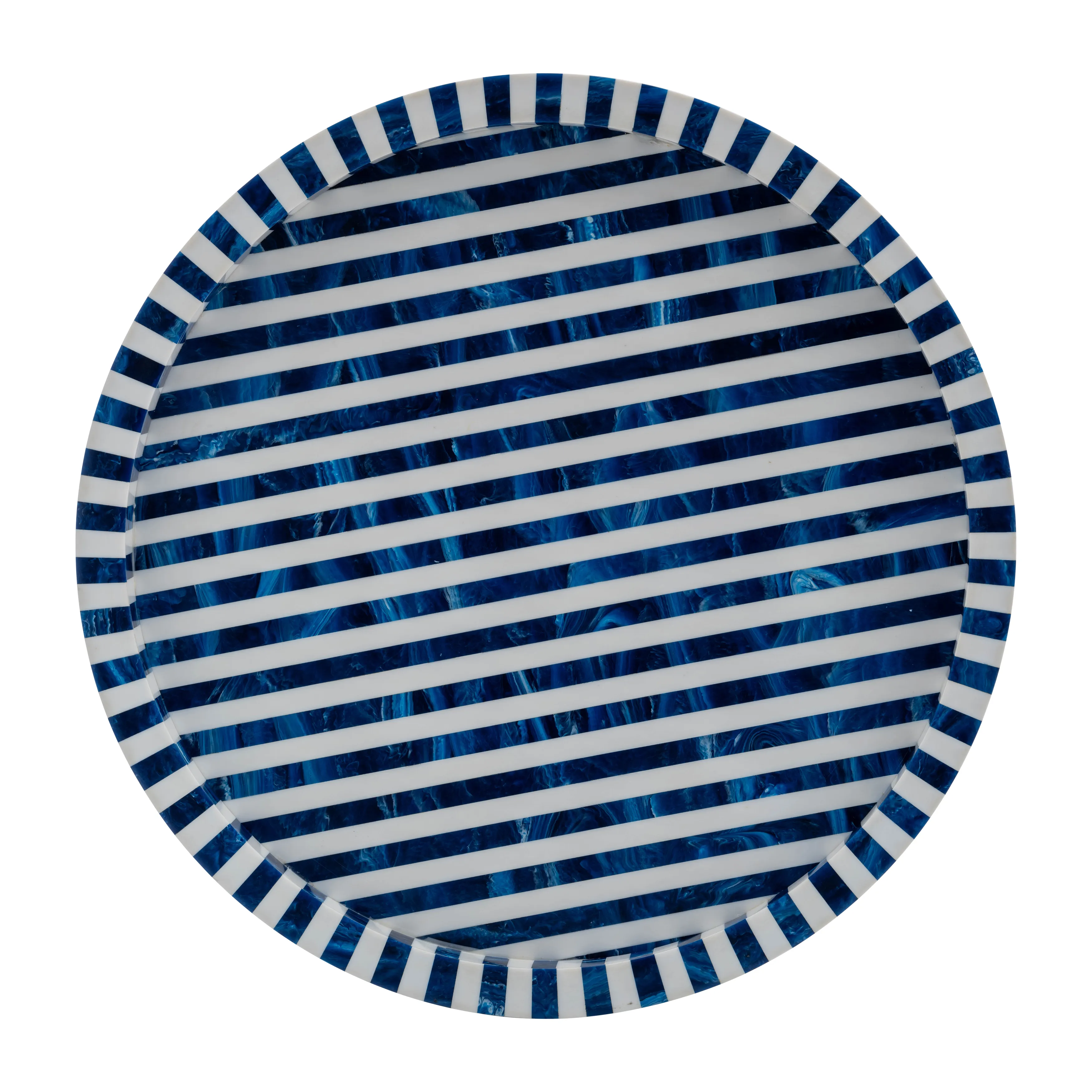 Resin, S/3 12/14/16" Round Trays Blue