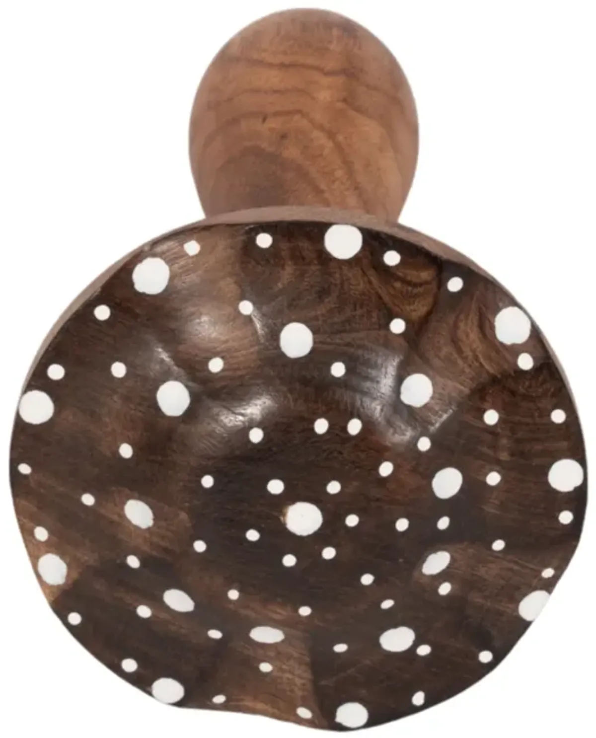 10" Wood Mushroom With White Dots, Brown