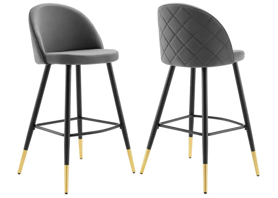 Cordial Performance Velvet Bar Stools - Set of 2