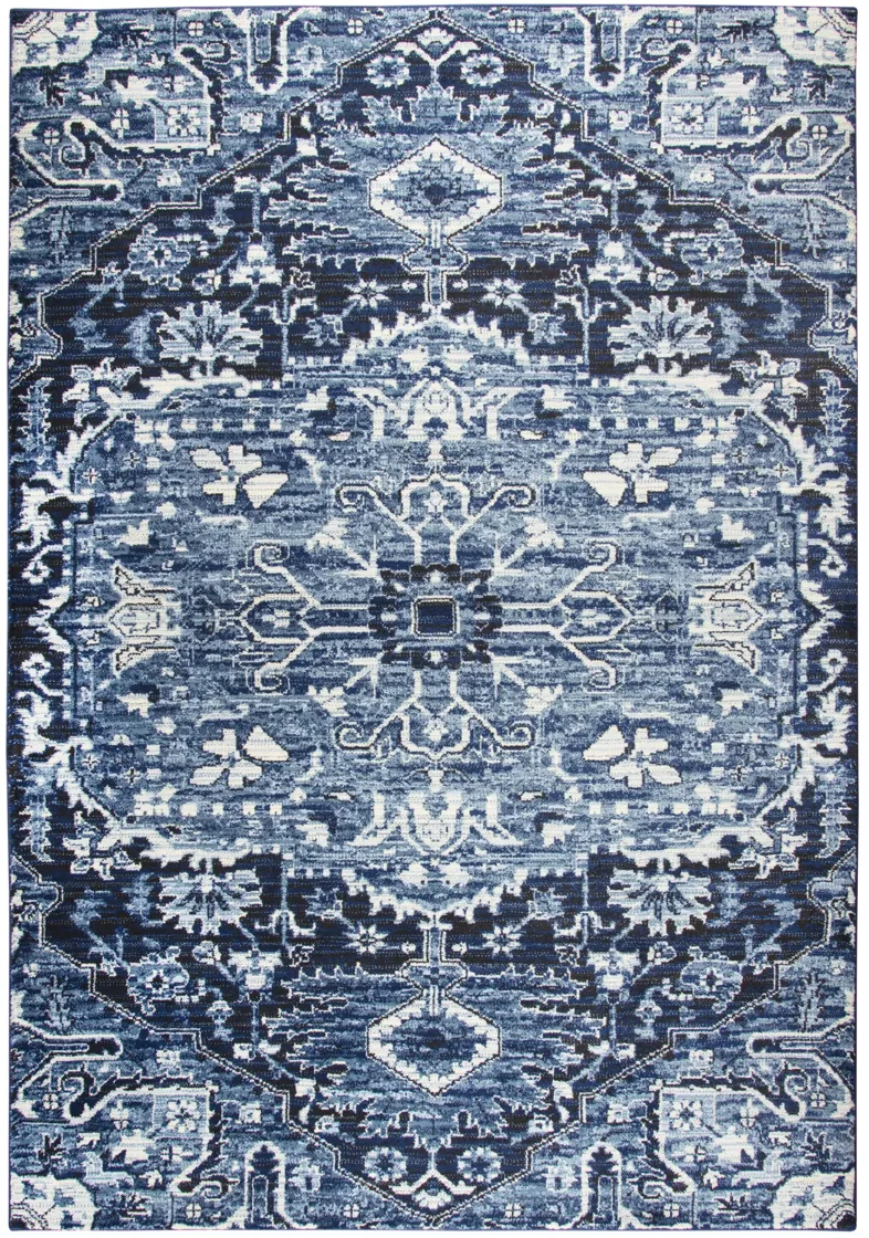 Panache Blue/Ivory Central Medallion Polypropylene 7'10" x 10'10" Rectangle Rug