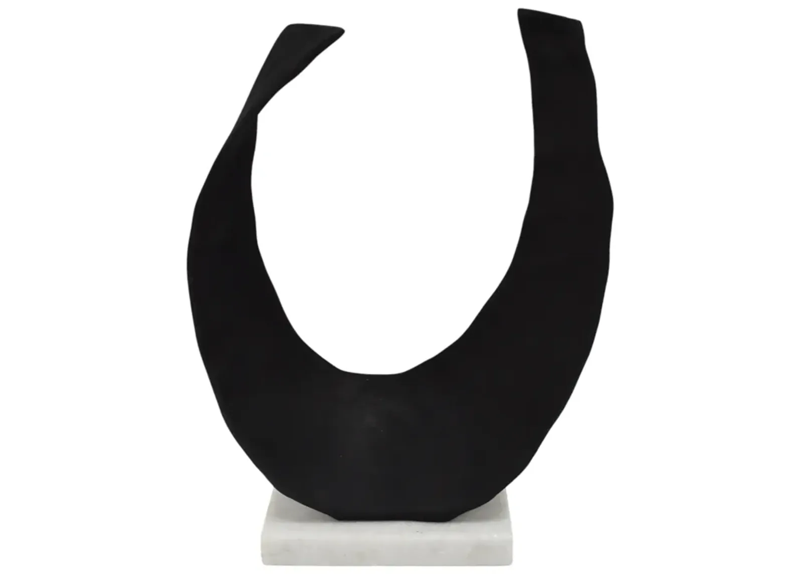 18" Curved Horseshoe On Marble Base, Black/white