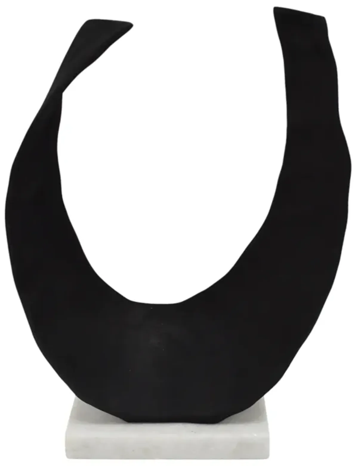 18" Curved Horseshoe On Marble Base, Black/white