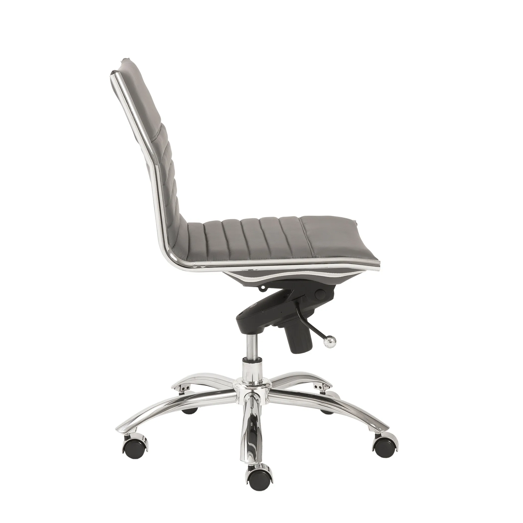 Dirk Low Back Office Chair w/o Armrests in Gray with Chromed Steel Base