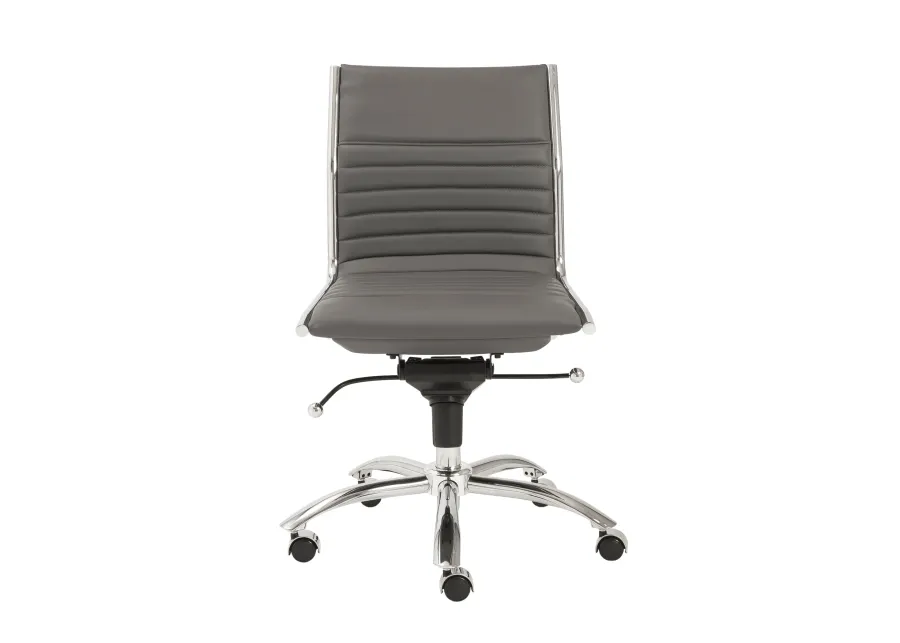 Dirk Low Back Office Chair w/o Armrests in Gray with Chromed Steel Base