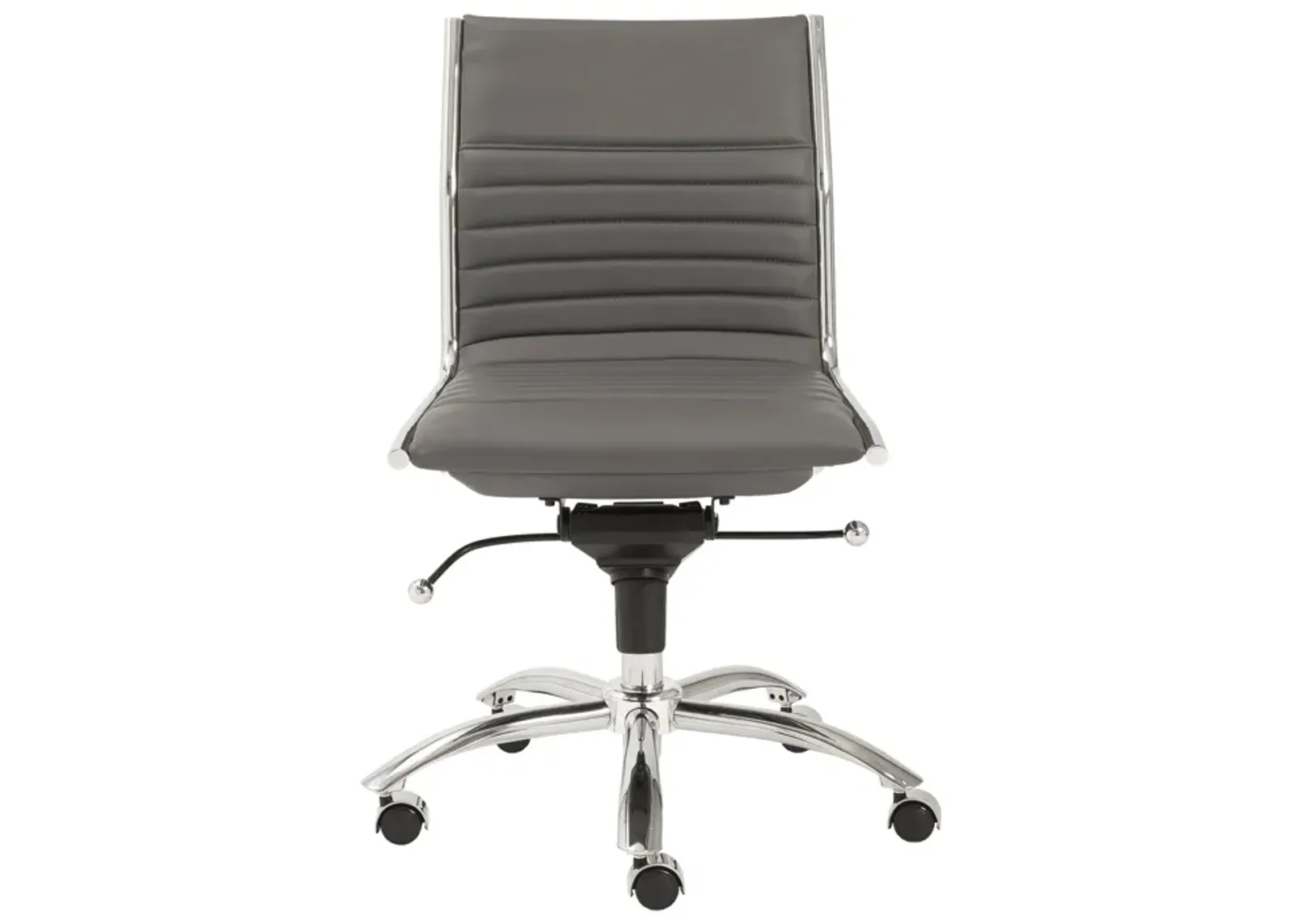 Dirk Low Back Office Chair w/o Armrests in Gray with Chromed Steel Base