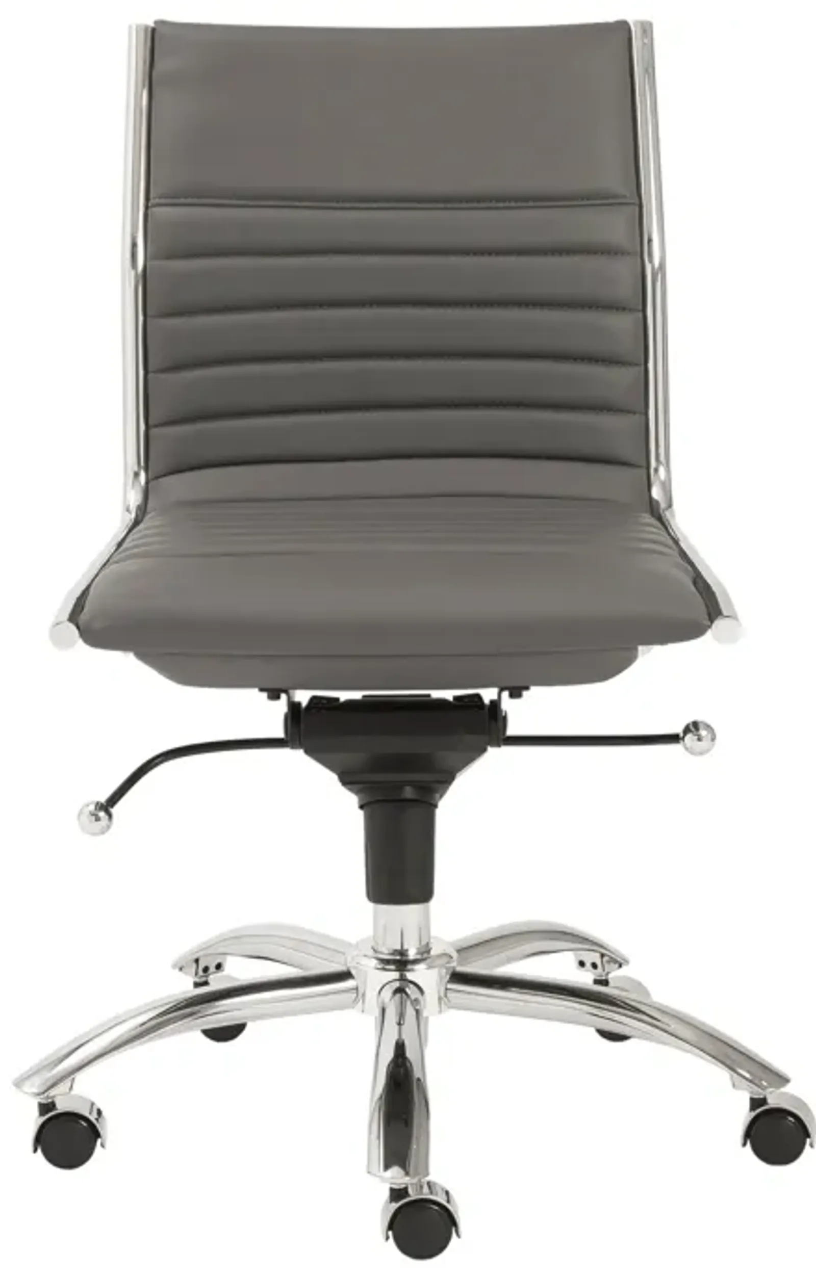 Dirk Low Back Office Chair w/o Armrests in Gray with Chromed Steel Base