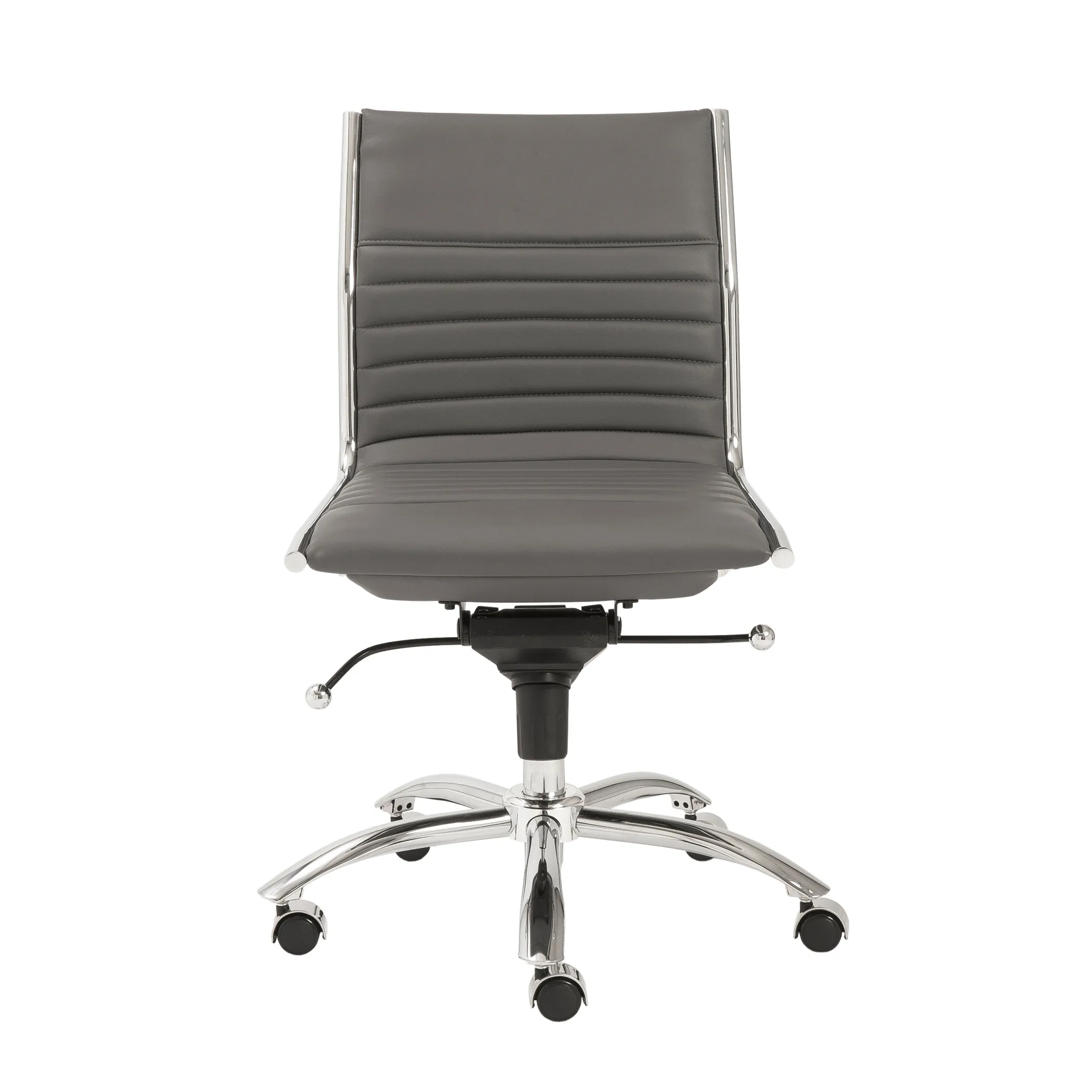 Dirk Low Back Office Chair w/o Armrests in Gray with Chromed Steel Base