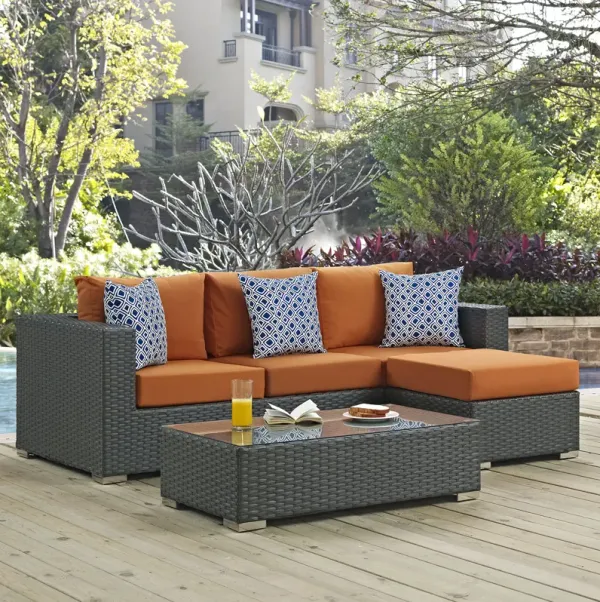 Sojourn 3 Piece Outdoor Patio Sunbrella® Sectional Set