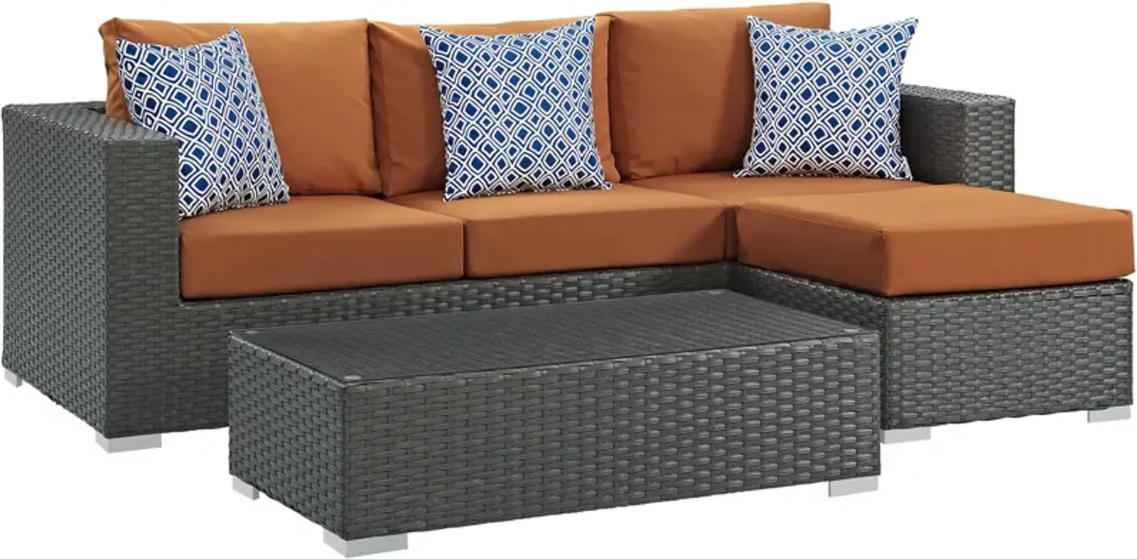 Sojourn 3 Piece Outdoor Patio Sunbrella® Sectional Set