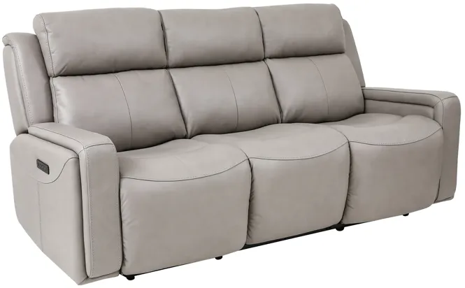 Claude Dual Power Headrest and Lumbar Support Reclining Sofa in Light Gray Genuine Leather