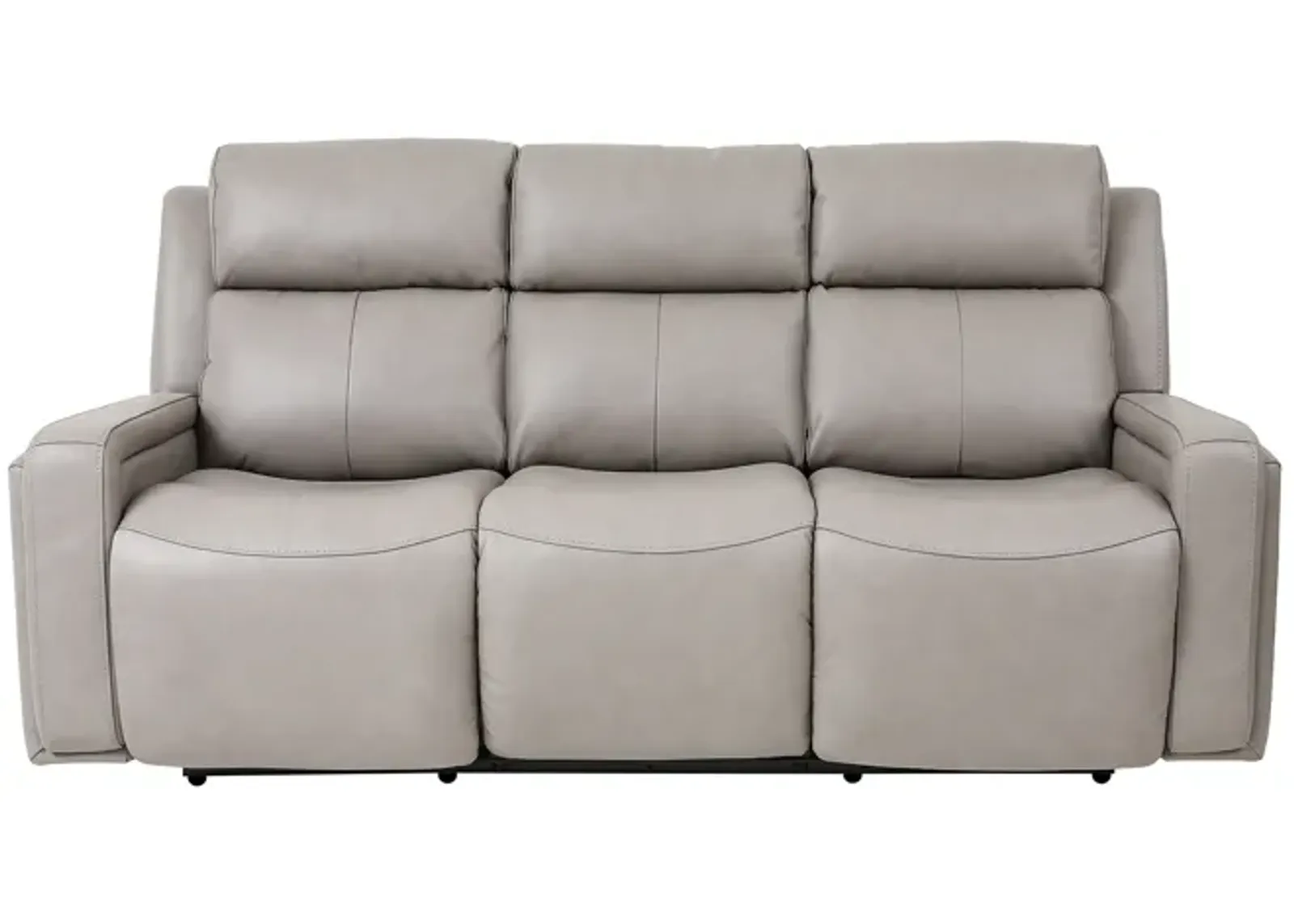 Claude Dual Power Headrest and Lumbar Support Reclining Sofa in Light Gray Genuine Leather