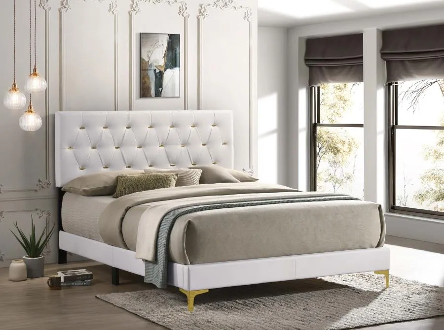 Kendall Tufted Upholstered Panel California King Bed White