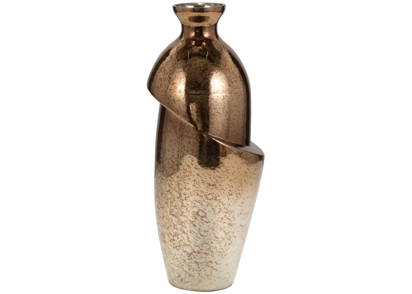 Glass, 16" Abstract Vase, Bronze