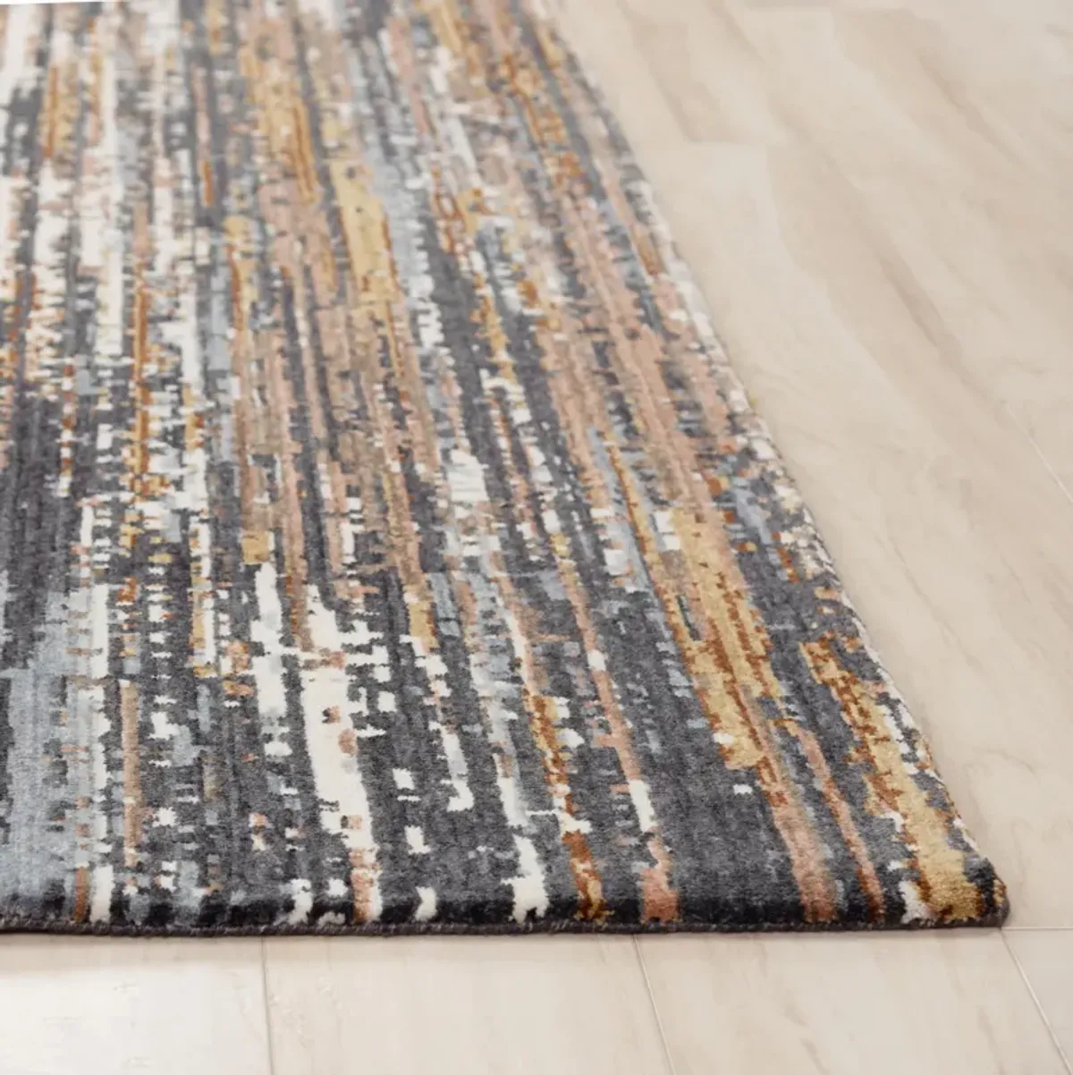 Jasper Charcoal/ Multi Abstract Recycled Polyester 2'6" x 8' Runner Rug