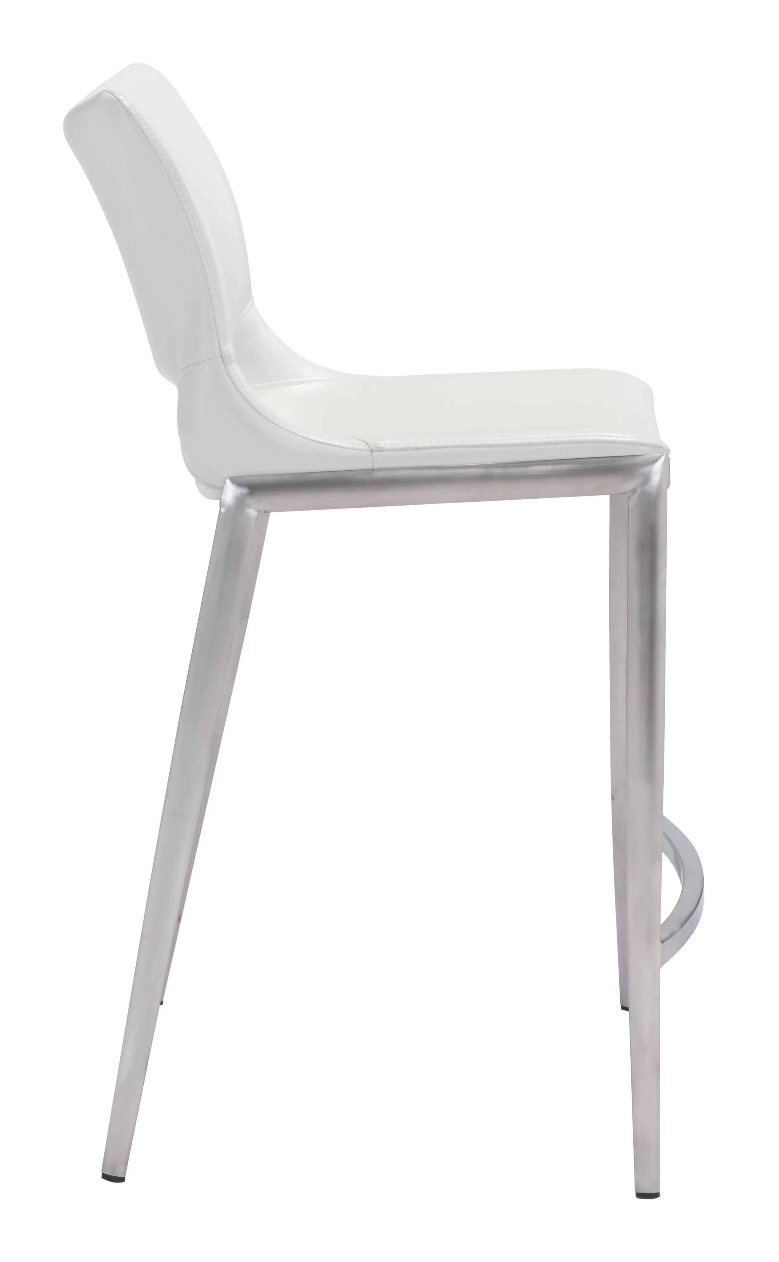 Ace Counter Stool (Set of 2) White & Silver