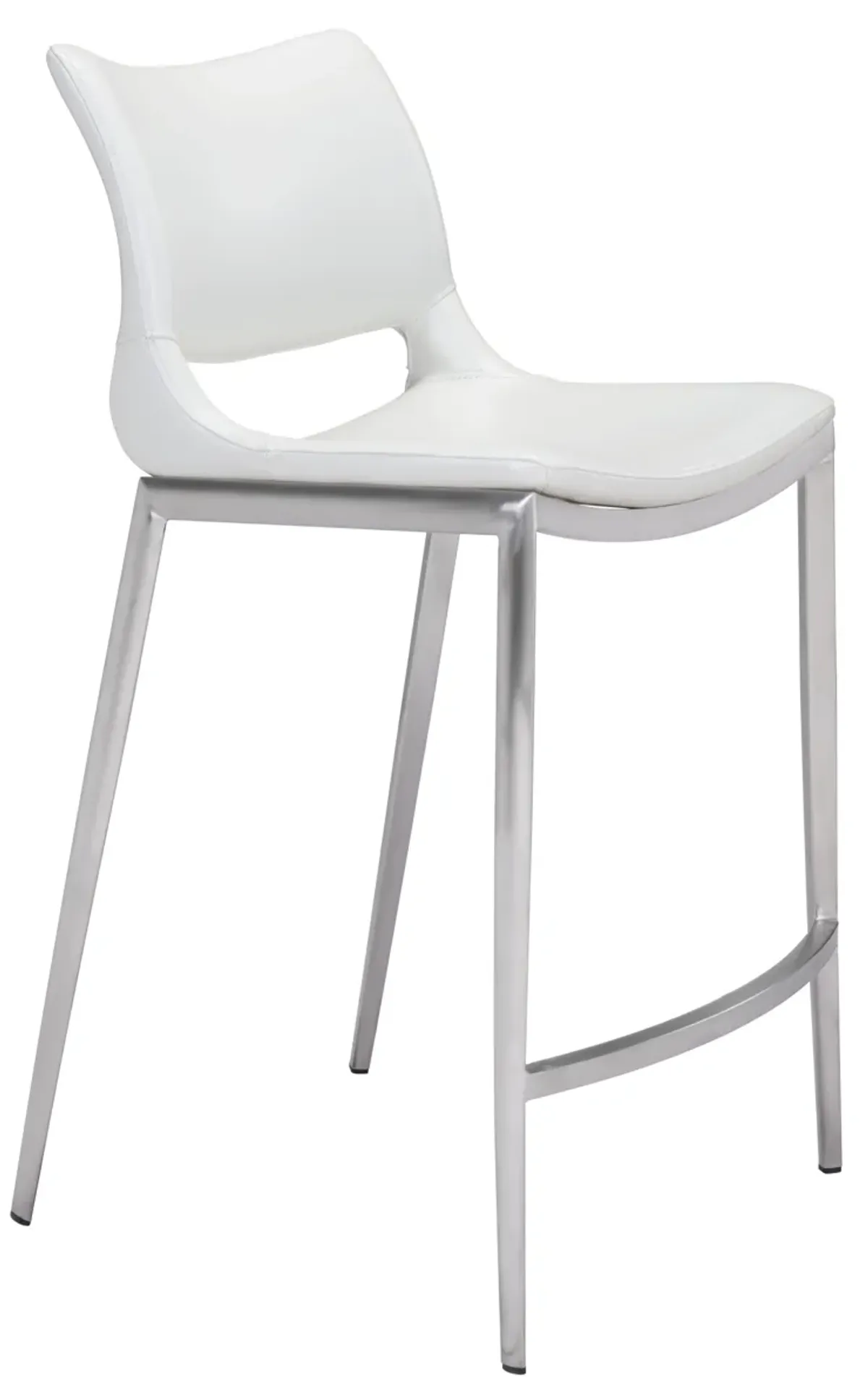 Ace Counter Stool (Set of 2) White & Silver