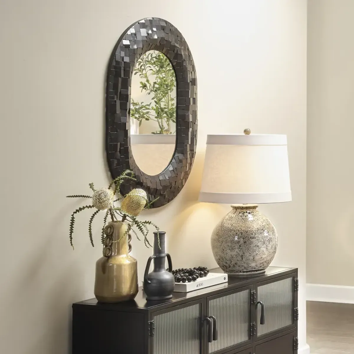 Enigma Iron Oval Mirror