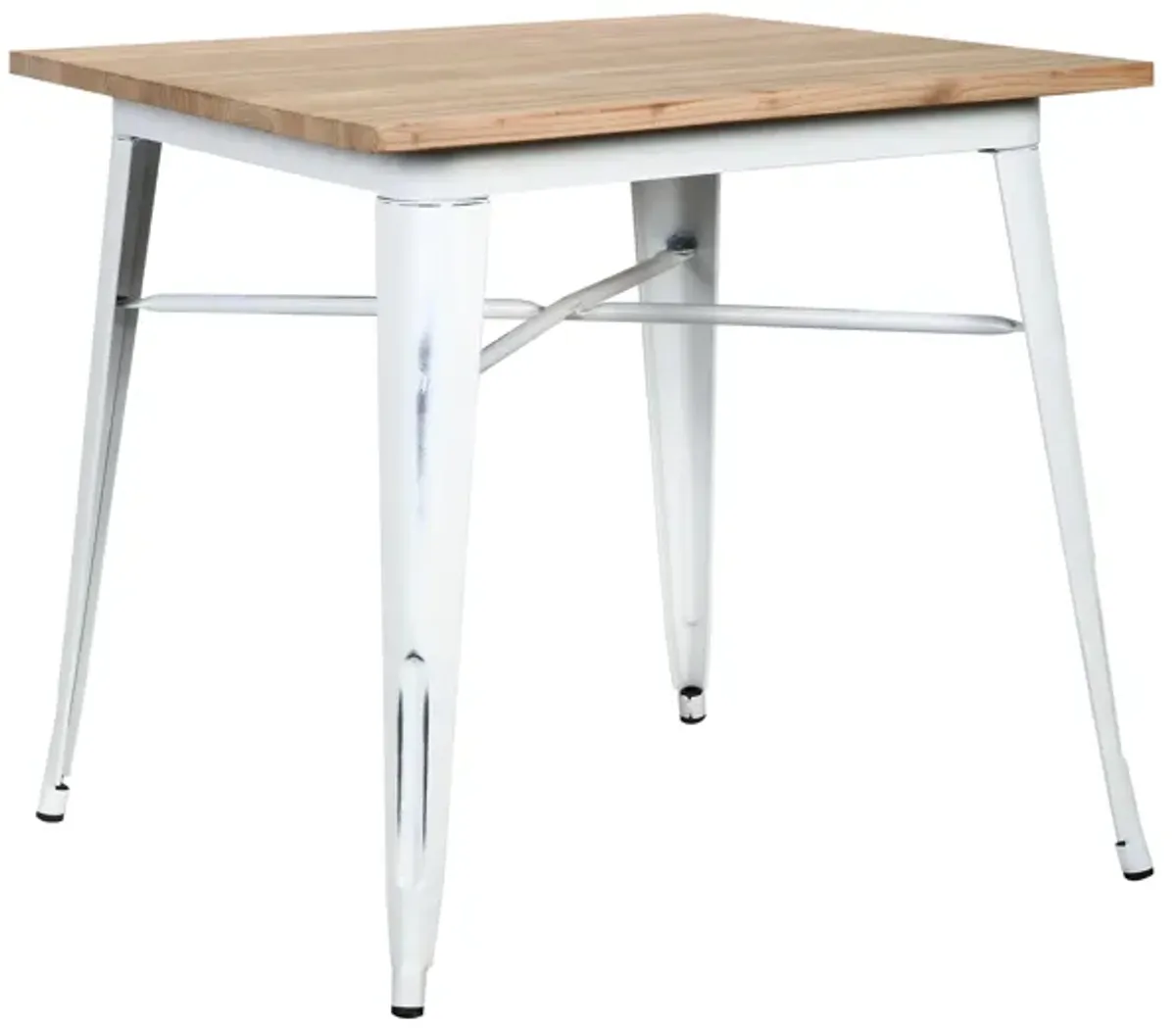 Danne 32" Dining Table in Antique White with Natural Top