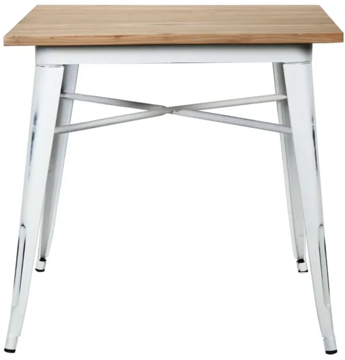 Danne 32" Dining Table in Antique White with Natural Top