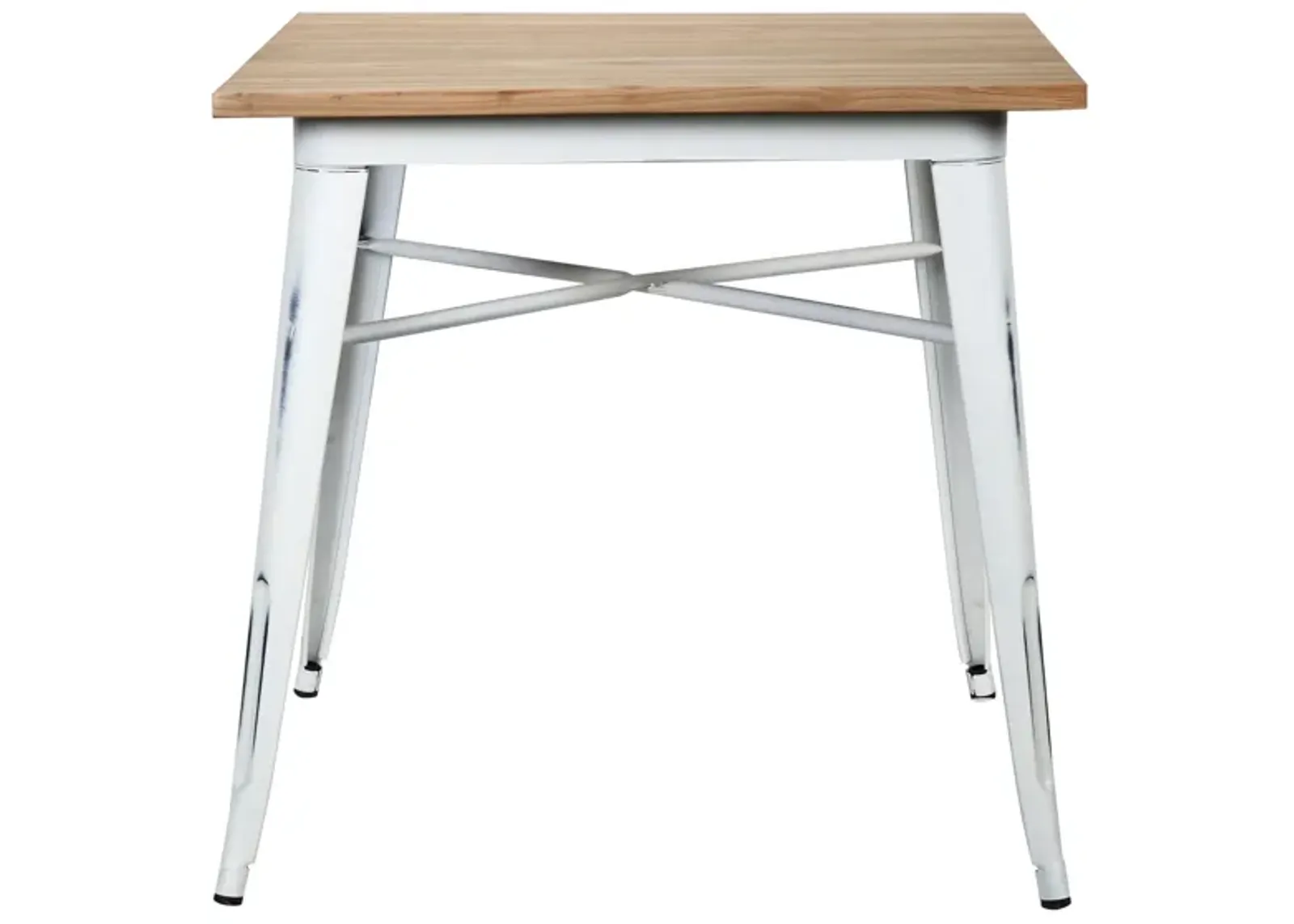 Danne 32" Dining Table in Antique White with Natural Top