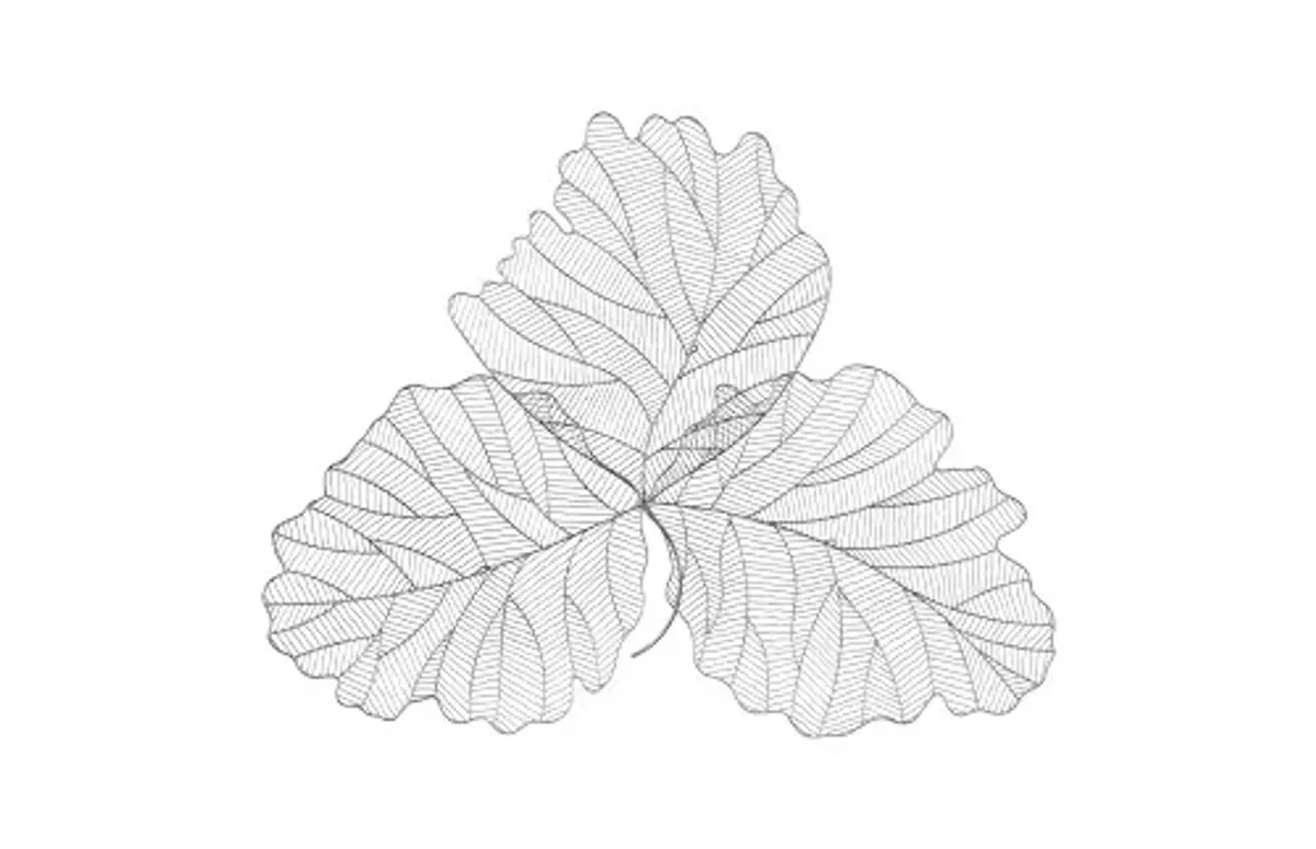 tri leaf wall art, large, metal, silver/black