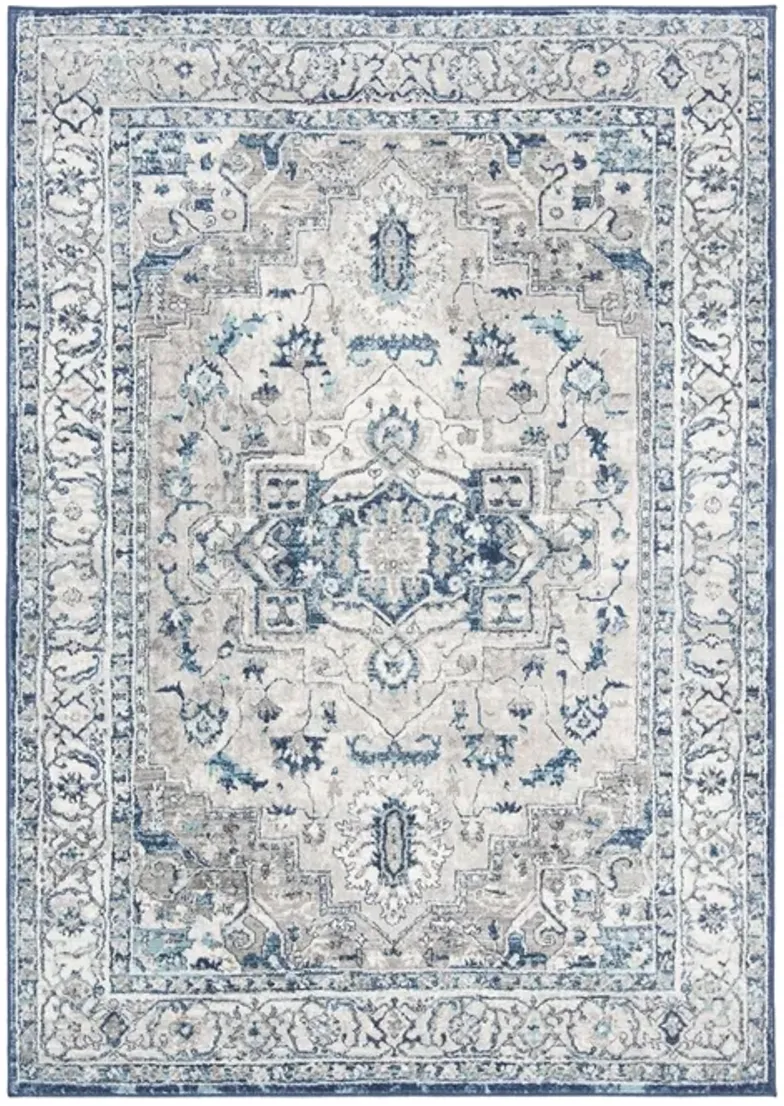 Brentwood 851 Light Grey / Blue 11' X 11' Round Round Powerloomed Rug