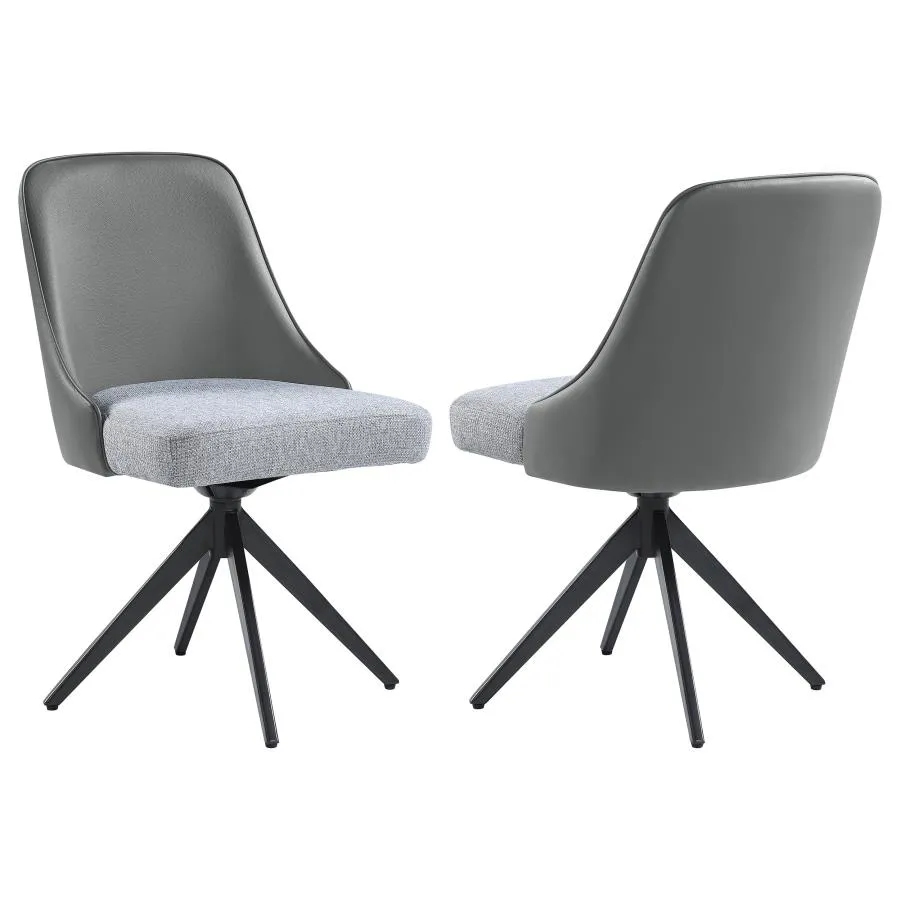 Accrington Upholstered Swivel Side Chairs (Set of 2) Grey And Gunmetal