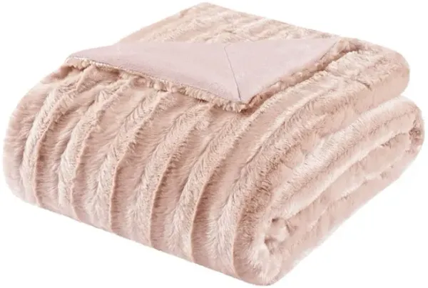 Madison Park Duke Blush Long Fur Throw