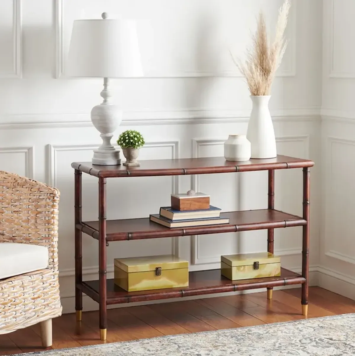 TUDOR 2 SHELF CONSOLE TABLE