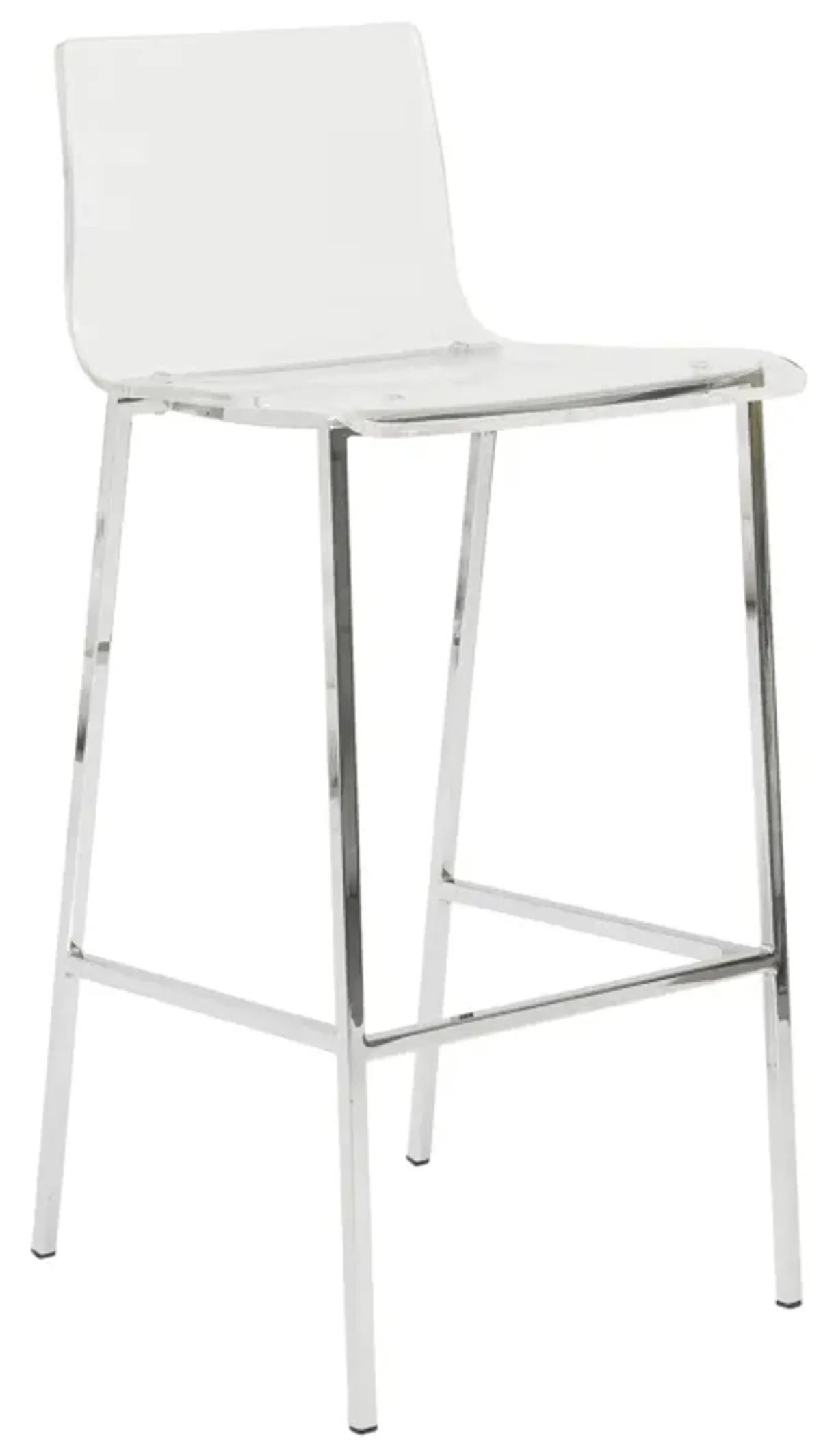 Chloe Bar Stool in Clear with Chrome Legs - Set of 2