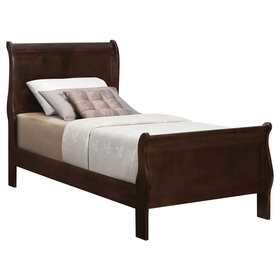 Louis Philippe Traditional Cappuccino Twin Four-Piece Bedroom Set