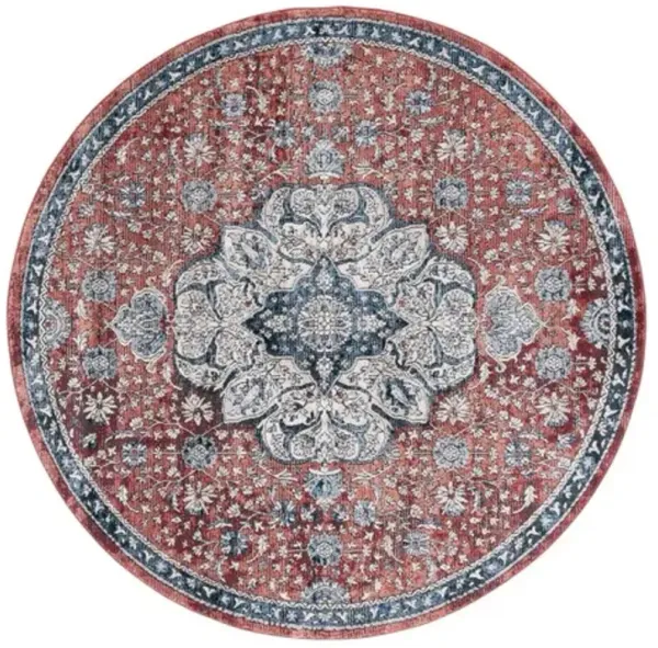 ROSEWOOD 104 Red 6'-7' X 6'-7' Round Round Rug