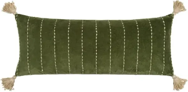 Velvet Kantha VKH-002 13"L x 36"W Lumbar Pillow