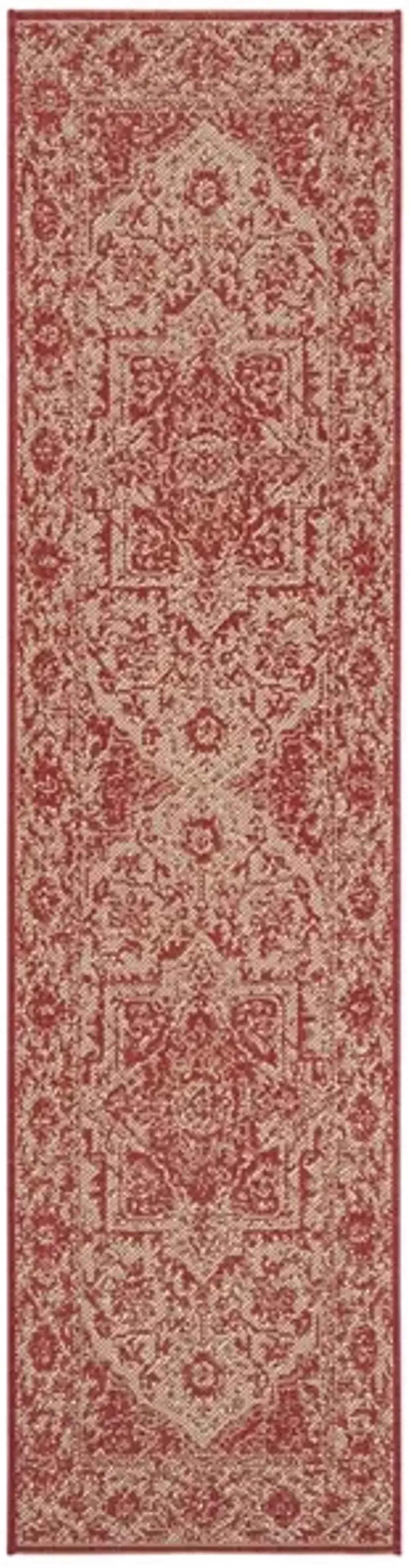 Safavieh BEACH HOUSE Collection BHS139Q-28 Red / Creme 2'-2" X 8'