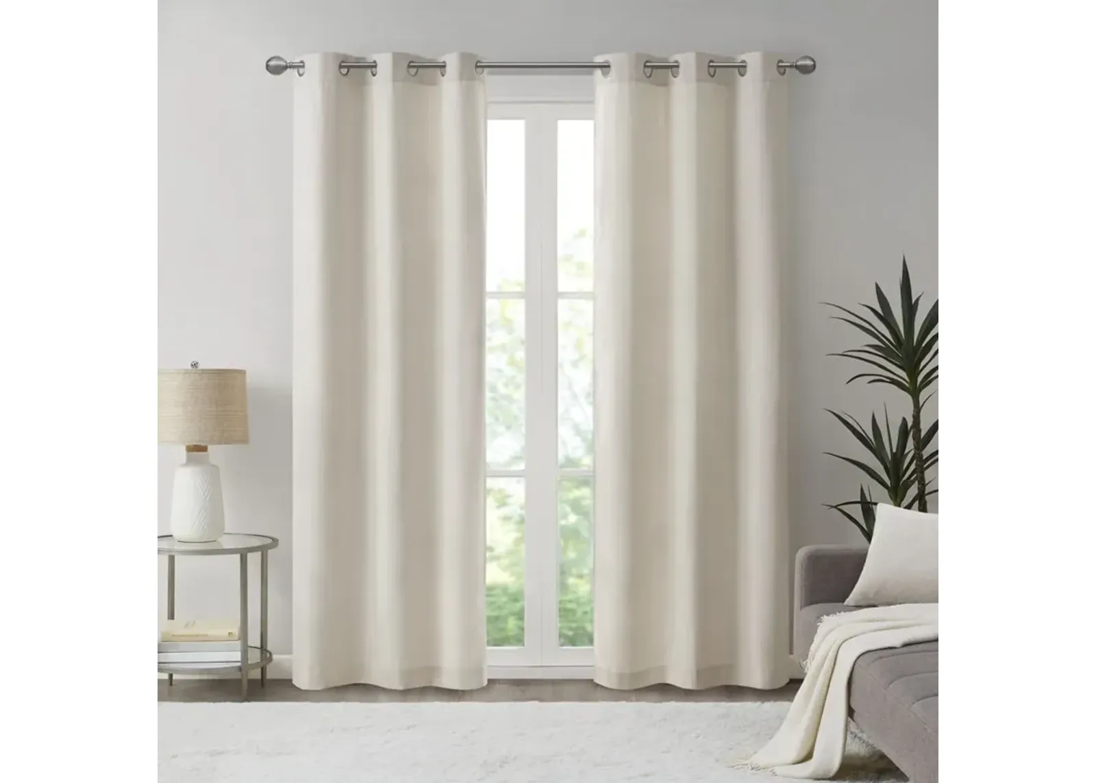 Madison Park Galen Ivory Basketweave Room Darkening Curtain Panel Pair