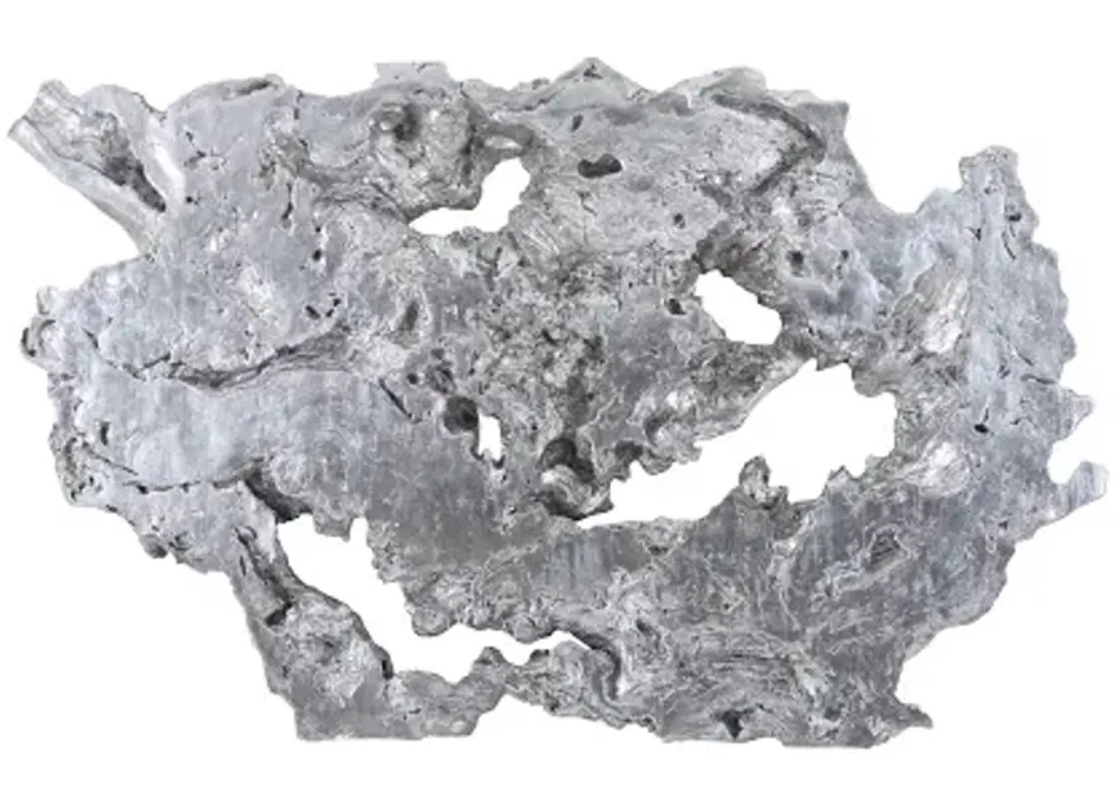 burled root wall art, large, silver leaf