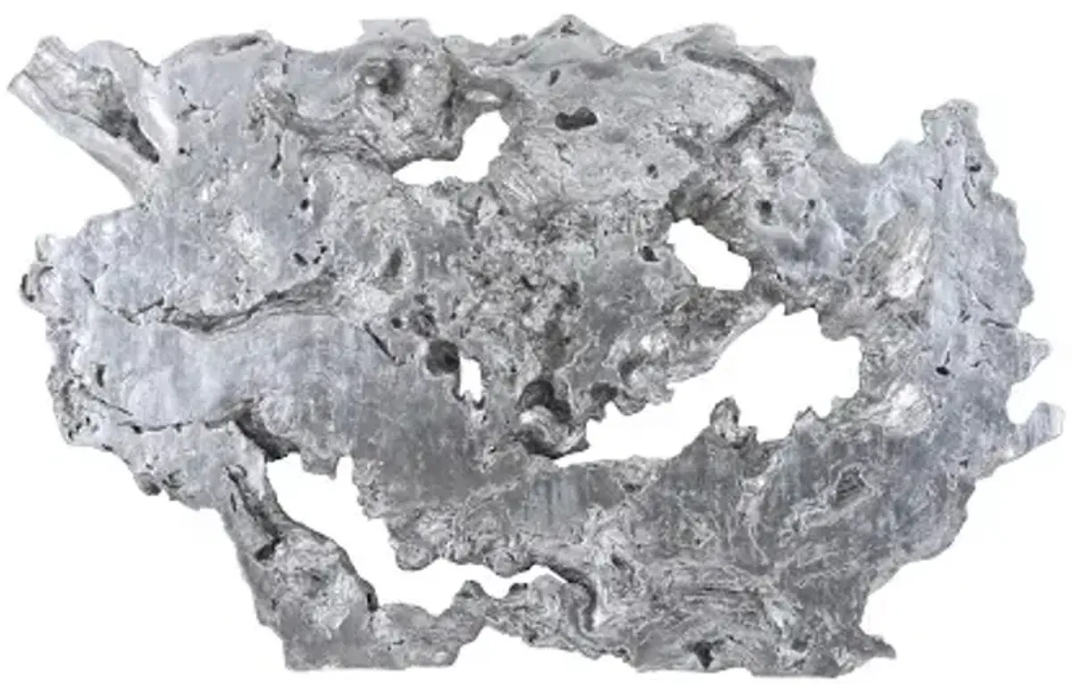 burled root wall art, large, silver leaf