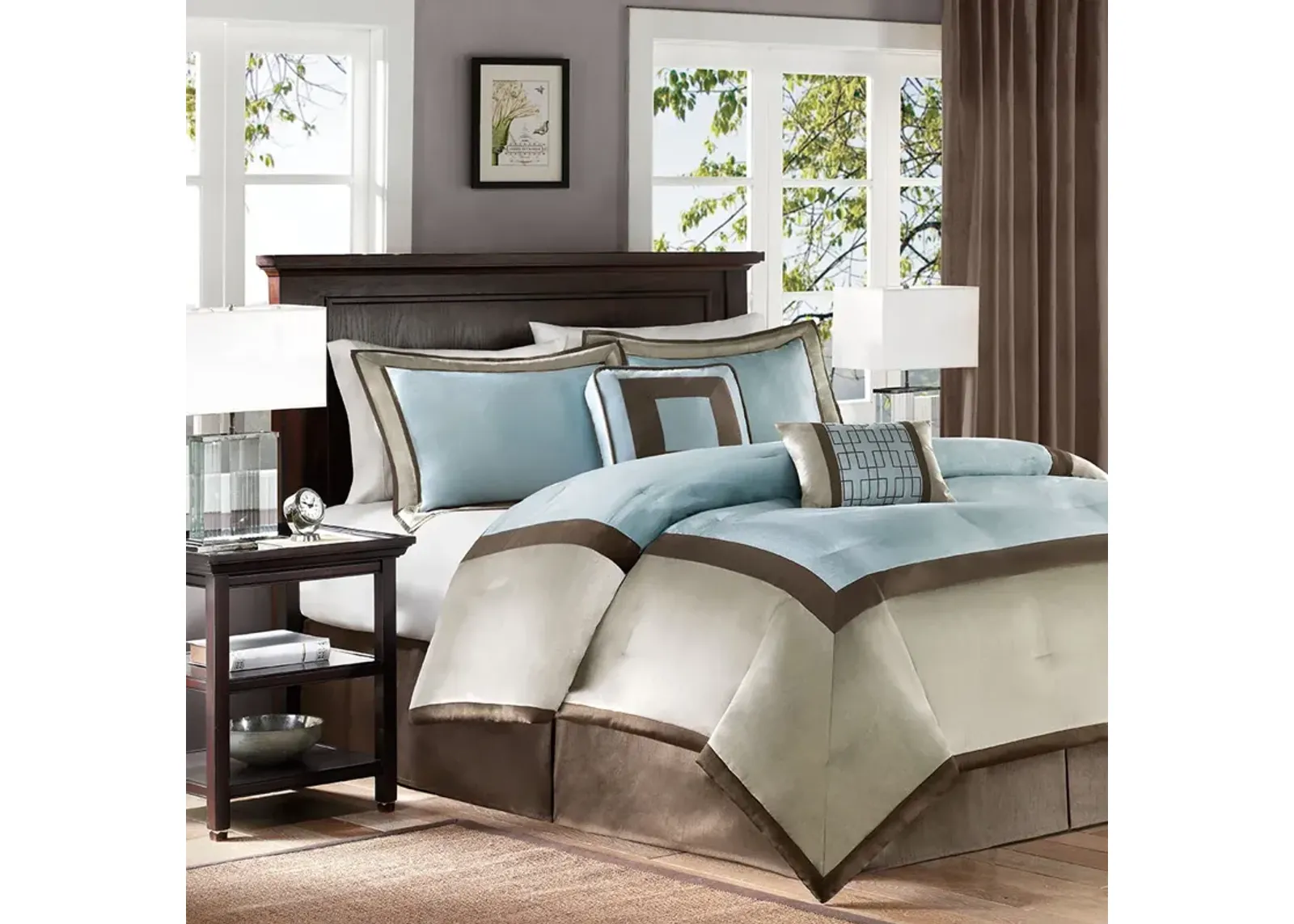 Madison Park Genevieve Blue 7 Piece Comforter Set