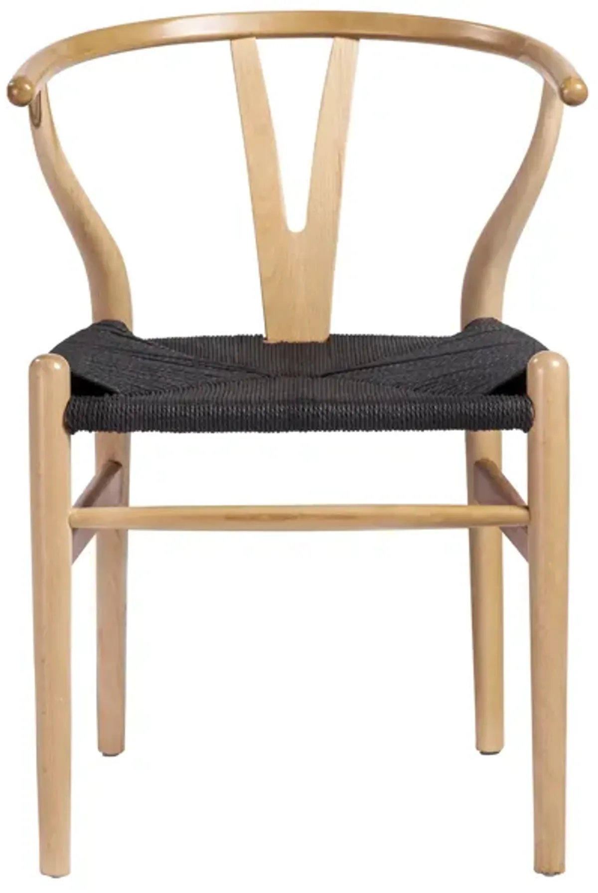 Evelina Side Chair with Natural Stained Framed and Black Rush Seat - Set of 2