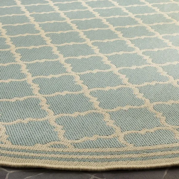 LINDEN 121 Collection LND121K-6R Aqua / Cream 6'-7" X 6'-7" Round