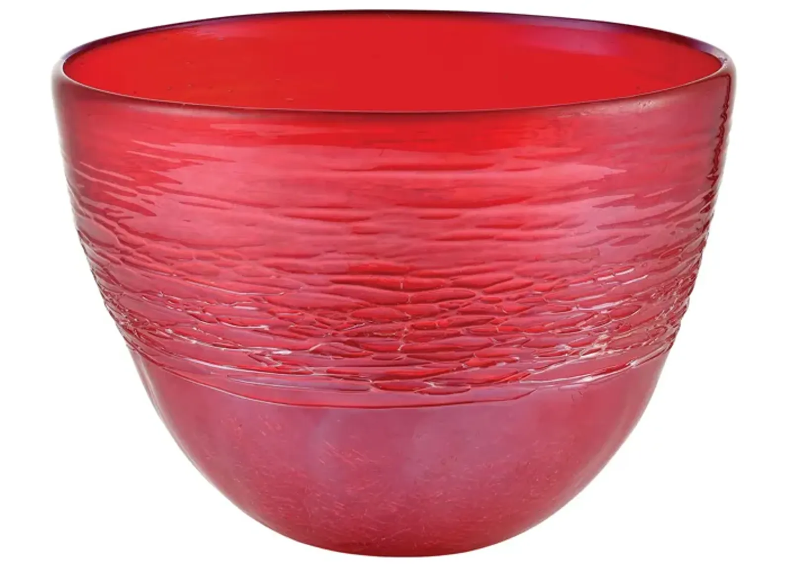 Cerise Bowl - Crimson Ice Crackle Finish