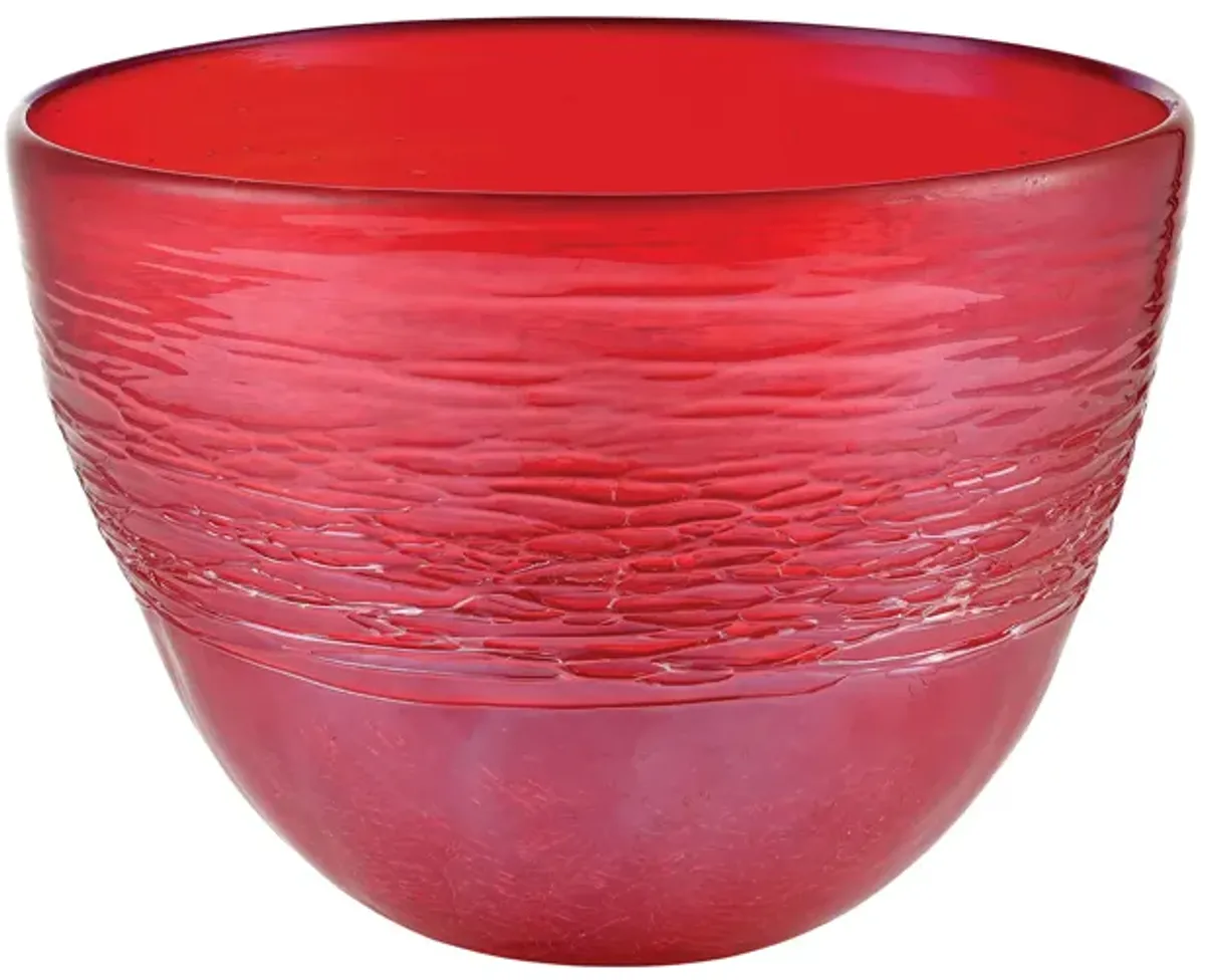 Cerise Bowl - Crimson Ice Crackle Finish