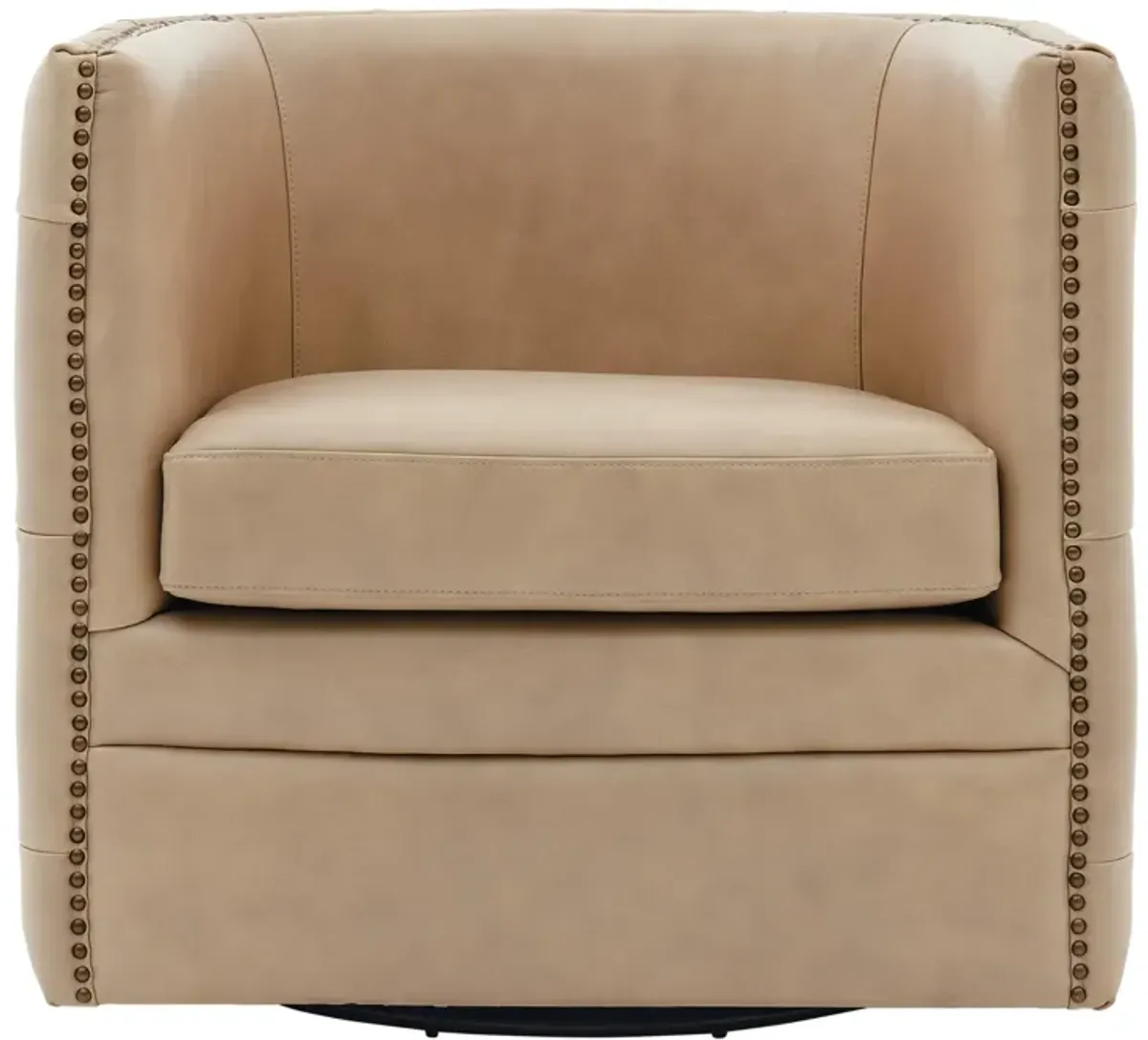 Leslie Top-Grain Leather Swivel Tufted Tub chair