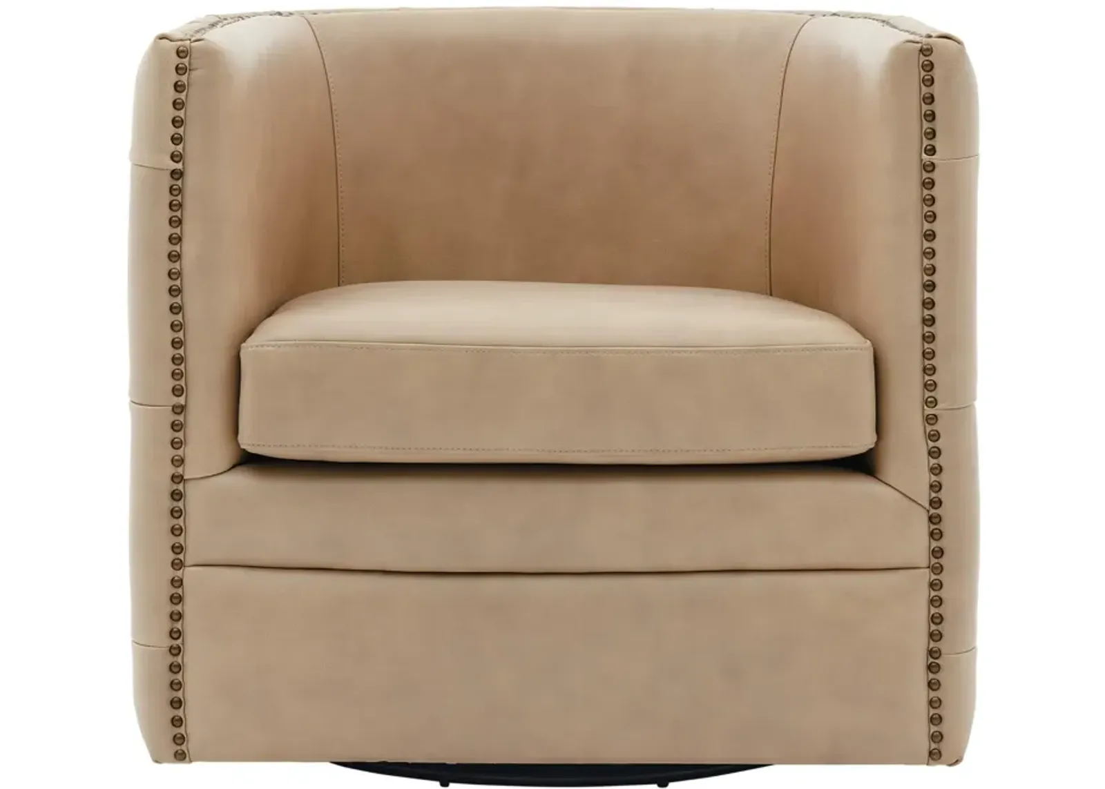 Leslie Top-Grain Leather Swivel Tufted Tub chair